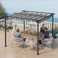 Metal Pergola 8FT Parasol Retractable Roof Water-Resistant And SPF15 PU Coated Canopy Home Garden Patio Lawn Party BBQ (Copy)