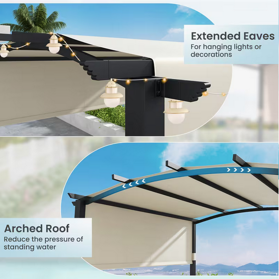3 x 3m Modern Aluminium Pergola with Retractable Canopy Roof – Outdoor Garden Gazebo Patio Sun Shade Shelter for Dining & Relaxation