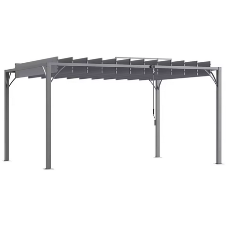 Luxury Aluminium Pergola with Retractable Roof Canopy – 4x3m Modern Outdoor Garden Shelter for Patio & Terrace